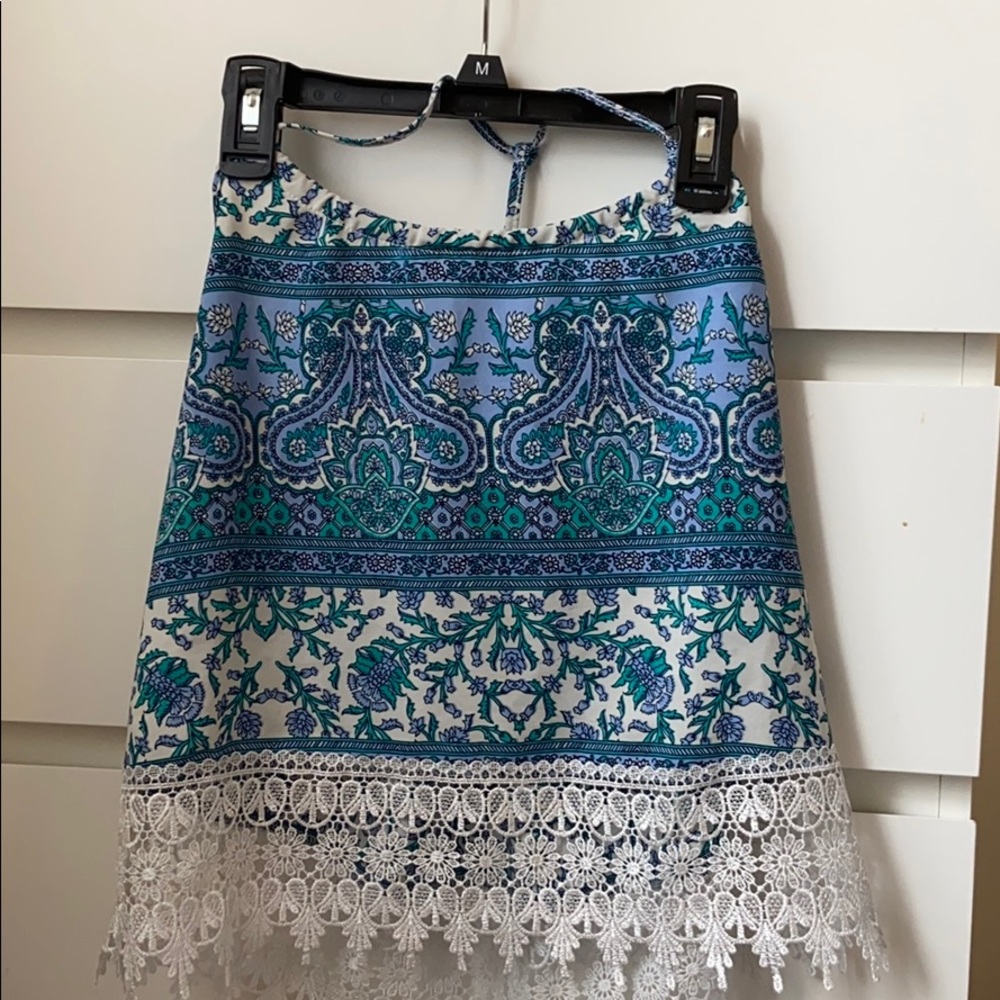 Blue lace halter top